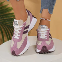 Damen Retro Platform Chunky Sneakers mit Schnürung und markanter Plateausohle in Lyserød