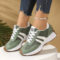Damen Retro Platform Chunky Sneakers mit Schnürung und markanter Plateausohle in Grøn