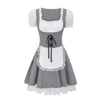 Damen Dirndl im Landhausstil | Trachtenkleid mit Bluse und Schnürung in Schwarz