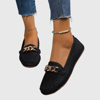 Damen Slip-On Loafer mit Kettendetail – Elegante und Bequeme Sommerschuhe in Schwarz