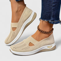 Damen Slip-On Sneaker mit Orthopädischer Arch Support und Atmungsaktivem Mesh für Walking und Alltag in Hellbraun