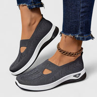 Damen Slip-On Sneaker mit Orthopädischer Arch Support und Atmungsaktivem Mesh für Walking und Alltag in Grau