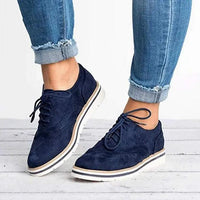 Damen Elegant Sommer Sneaker im Brogue-Stil in Blau