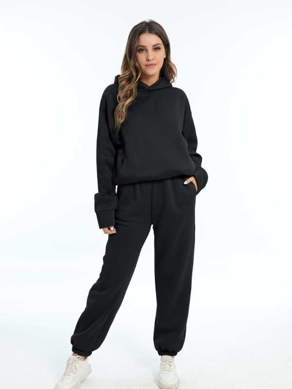 Damen Sportbekleidung Set - Kapuzen-Sweatshirt und Sporthosen für Freizeit und Fitness
