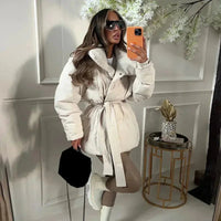 Damen Steppjacke Elegant Wärme Komfort in Beige