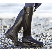 Damen Wasserdichte Kniehohe Lederstiefel mit Schnalle und Rutschfester Sohle in Schwarz