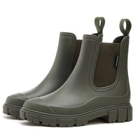 Damen Wasserdichte Orthopädische Chelsea Stiefel mit Arch Support und Blockabsatz in Grün