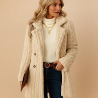 Damenjacke Tailliert Elegant Winterjacke Warm in Aprikose