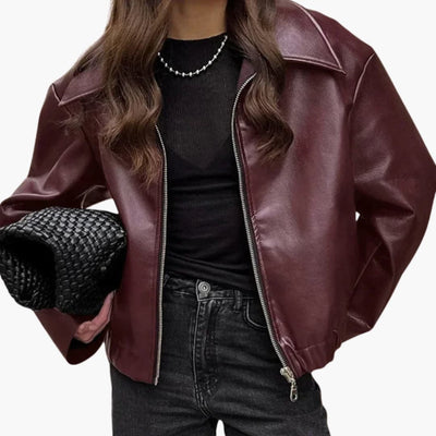 Damen jacke mit Frontreißverschluss und breitem Kragen