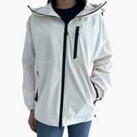 Damen jacke mit Kapuze und Reißverschlusstaschen in Elfenbeinweiß