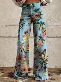 Nova | Damen Jeans mit Weitem Bein | Hohe Taille in Blauer Wald