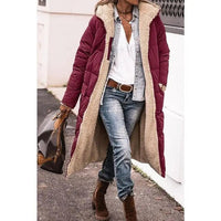 Stilvoller langer Mantel für Damen, Teddy Coat in Weinrot