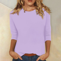 Damen T-Shirt mit 3/4-Ärmeln und Rundhalsausschnitt in Lila