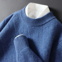 Pullover Herren Rundhals Elegant | Feinstrick Design in Blau