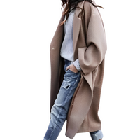 Danica - Langer Einreihiger Wollmantel für Damen in Khaki