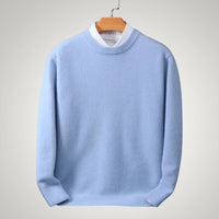 Maximilian | Herren Klassischer Rundhals-Strickpullover in Hellblau