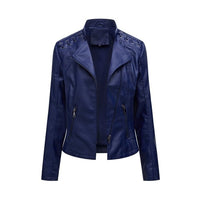 Daria - Gewaschene Lammlederjacke in Marineblau