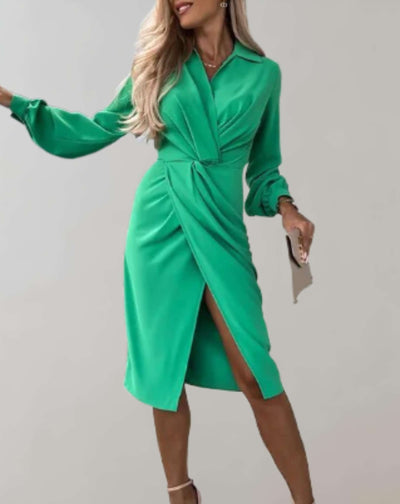 Darlene - Schön sitzendes Kleid mit hohem Schlitz und langen Ärmeln Kleid