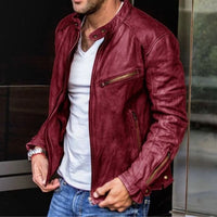 Stylische Herren-Lederjacke mit wetterfester Verarbeitung - Dennis in Rot