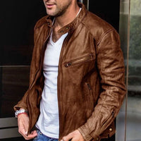 Stylische Herren-Lederjacke mit wetterfester Verarbeitung - Dennis in Braun