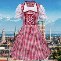 Damen Traditionell Rot Oktoberfest Dirndl Kleid in Rot