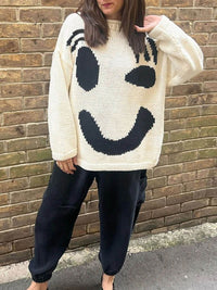 SMILE Stilvolle Winter Strickpullover in Weiß