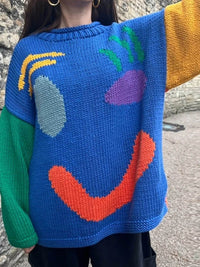 SMILE Stilvolle Winter Strickpullover in Blau