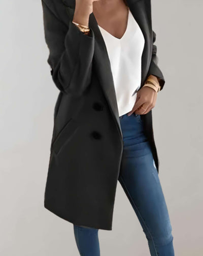 Diana -  Gut sitzende geknöpfte lange Mantel