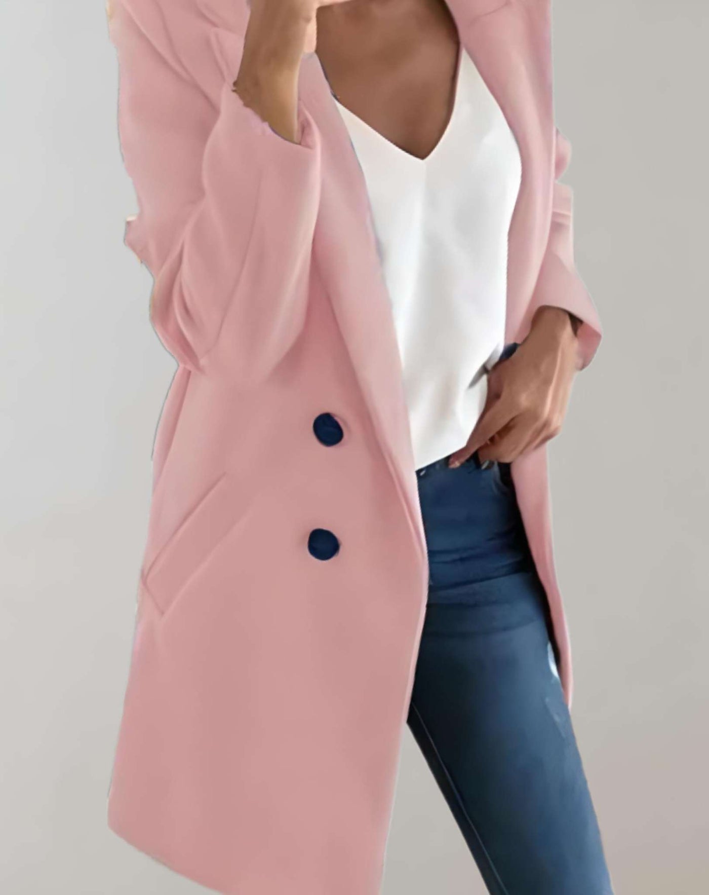 Diana -  Gut sitzende geknöpfte lange Mantel