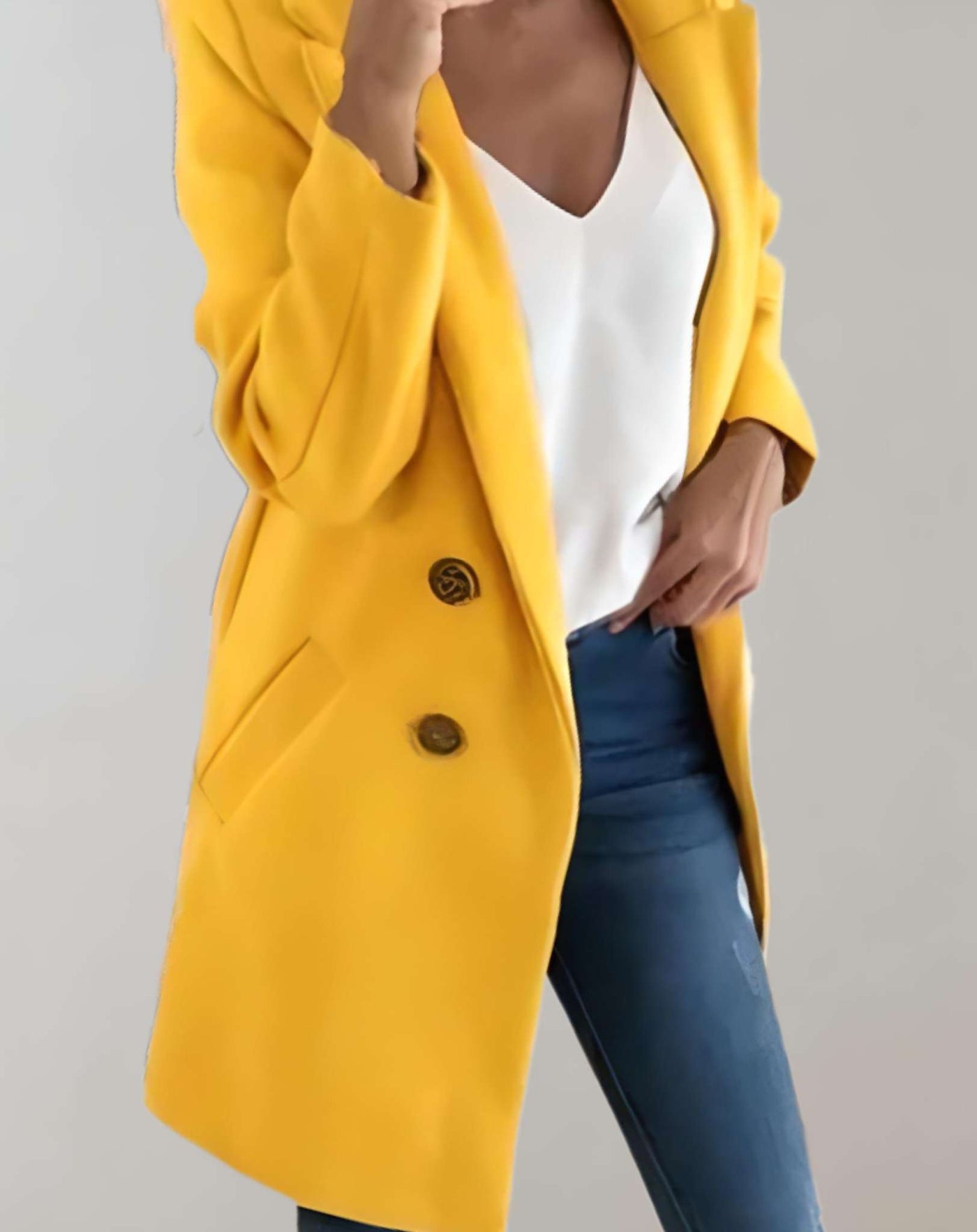 Diana -  Gut sitzende geknöpfte lange Mantel