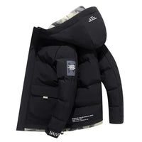 Taktische Outdoor Pufferjacke mit Kapuze in Schwarz