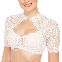 Dirndlbluse Langarm Mit Spitze – Elegante Dirndl Bluse Für Damen Im Oktoberfest Look in Weiß