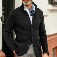 Eleganter Herren Cardigan | Strickjacke Mit Knöpfen in Schwarz