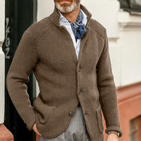 Eleganter Herren Cardigan | Strickjacke Mit Knöpfen in Khaki