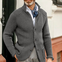 Eleganter Herren Cardigan | Strickjacke Mit Knöpfen in Grau