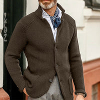 Eleganter Herren Cardigan | Strickjacke Mit Knöpfen in Braun