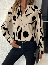 Elegante Bedruckte Bluse - Elara in Aprikose