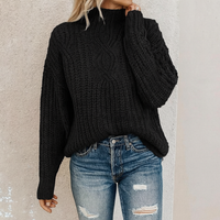 Elegantes Damen Rollkragen-Sweatshirt – warmer, zeitloser Pullover für jeden Anlass in Schwarz