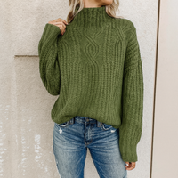 Elegantes Damen Rollkragen-Sweatshirt – warmer, zeitloser Pullover für jeden Anlass in Grün
