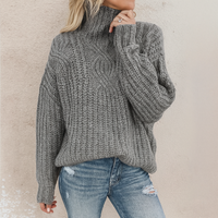 Elegantes Damen Rollkragen-Sweatshirt – warmer, zeitloser Pullover für jeden Anlass in Grau