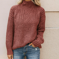 Elegantes Damen Rollkragen-Sweatshirt – warmer, zeitloser Pullover für jeden Anlass in Rot