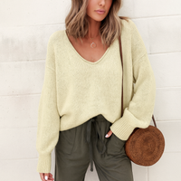 Edler Damenpullover aus Merinowolle – warmer Pullover für Büro und Freizeit, zeitloses Design in Beige