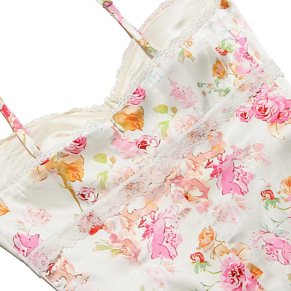 Fiona - Satin Midikleid mit Floralem Bustier