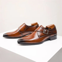Elegante Herren Monk-Strap Businessschuhe mit Schnallenverschluss für stilbewusste Männer in Braun
