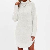 Elegantes Strickkleid Damen Lang – Warm und Vielseitig für Winter und Besondere Anlässe in Weiß