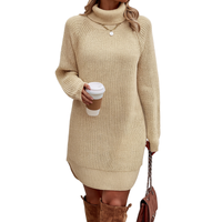 Elegantes Strickkleid Damen Lang – Warm und Vielseitig für Winter und Besondere Anlässe in Khaki