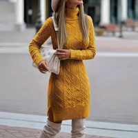 Lisa | Elegantes Langarm Strickkleid Midi in Gelb