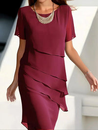 Damen Elegant Locker Geschnittenes Sommer Midikleid in Rot