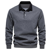 Elegantes Herren-Langarm-Poloshirt – klassischer Kragen für Freizeit und Business in Grau