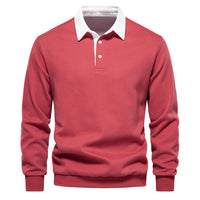 Elegantes Herren-Langarm-Poloshirt – klassischer Kragen für Freizeit und Business in Rot